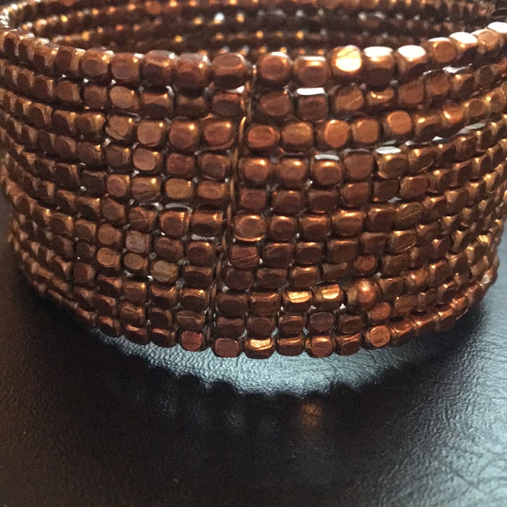 Beaded Bronze Cuff Bracelet - Picture 4 of 4